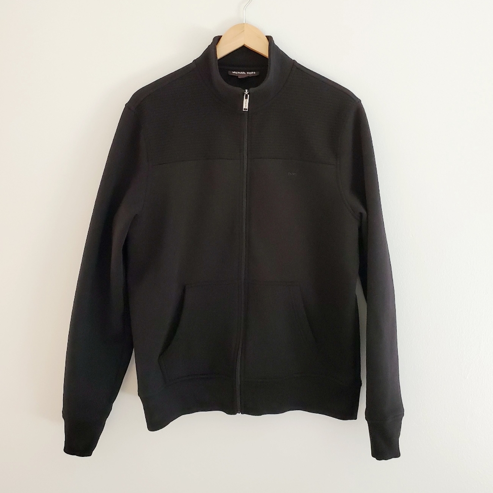 Calvin Klein black textured zip up sweatshirt